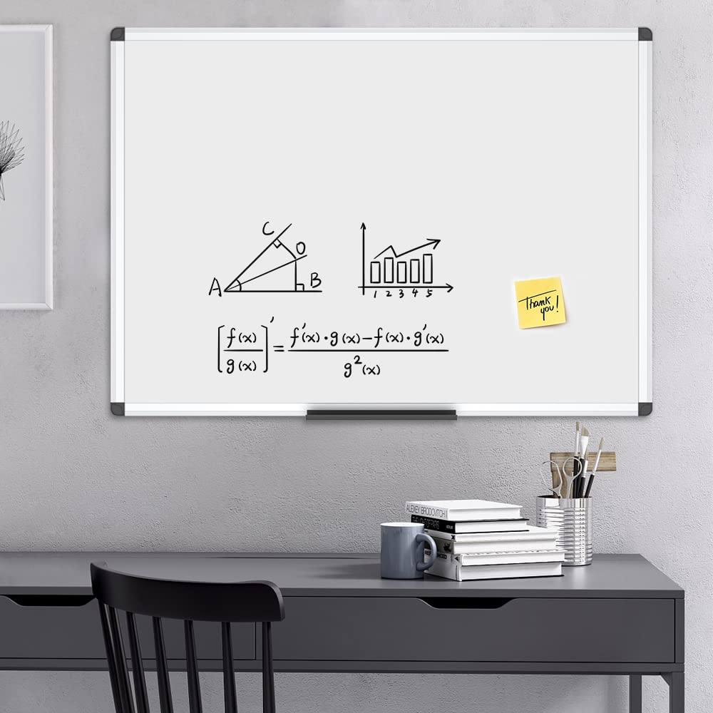 VIZ-PRO Porcelain Magnetic Dry-erase Whiteboard, 48 X 36 Inches, Silver Aluminiuim Frame