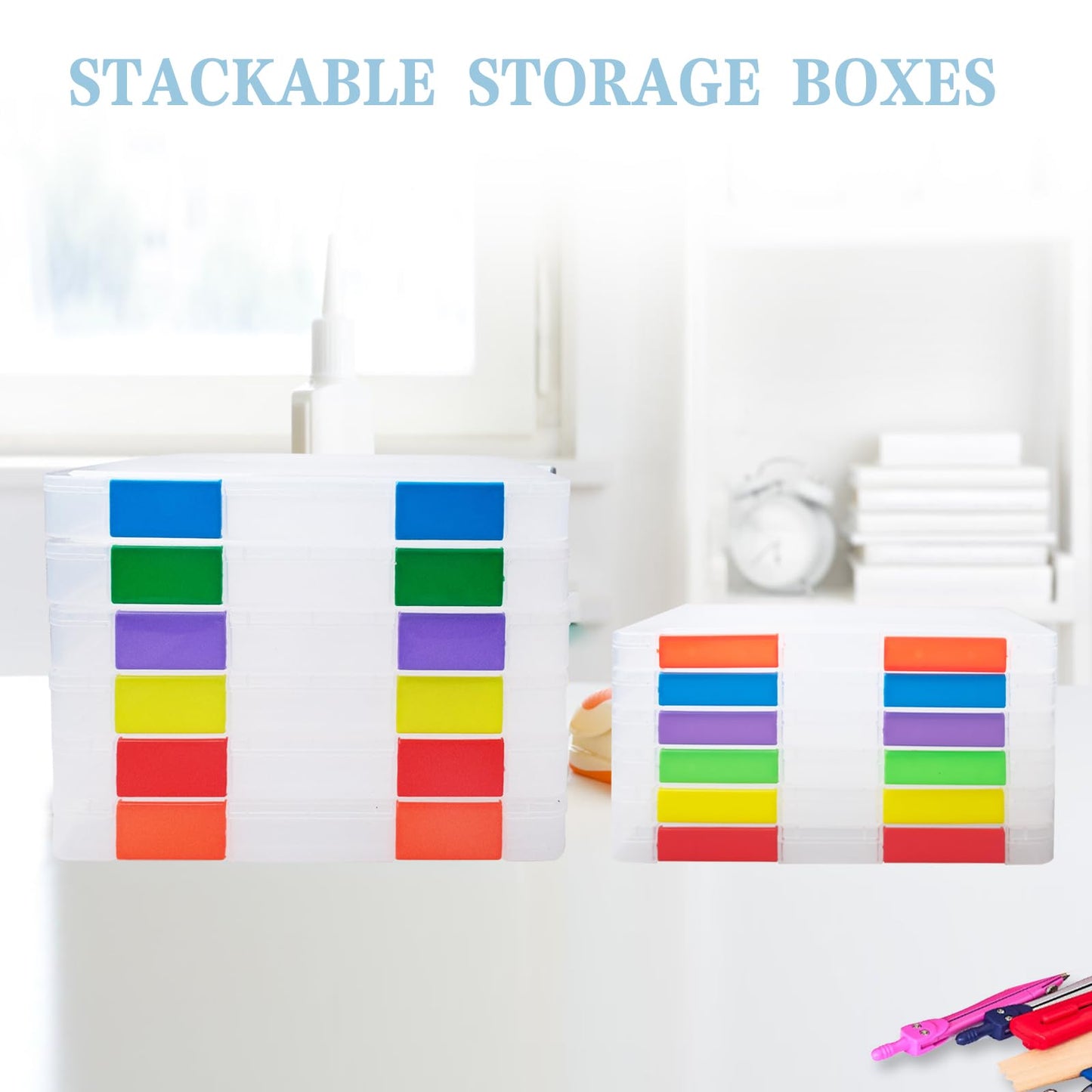 Olutacot 12 Pcs Clear A4 A5 File Box Document Plastic Storage Box with 48 Labels File Holder Organizer Paper Plastic Case Magazine Protector with Buckle Office School Supplies