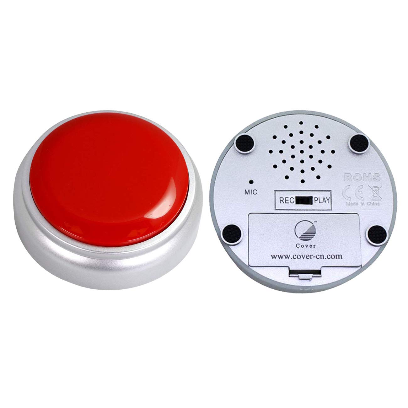 Cover 30 Seconds Answer Buzzers Recordable Talking Button Easy Button Record Button Toy Gift Answer Buzzers (RED+Silver)