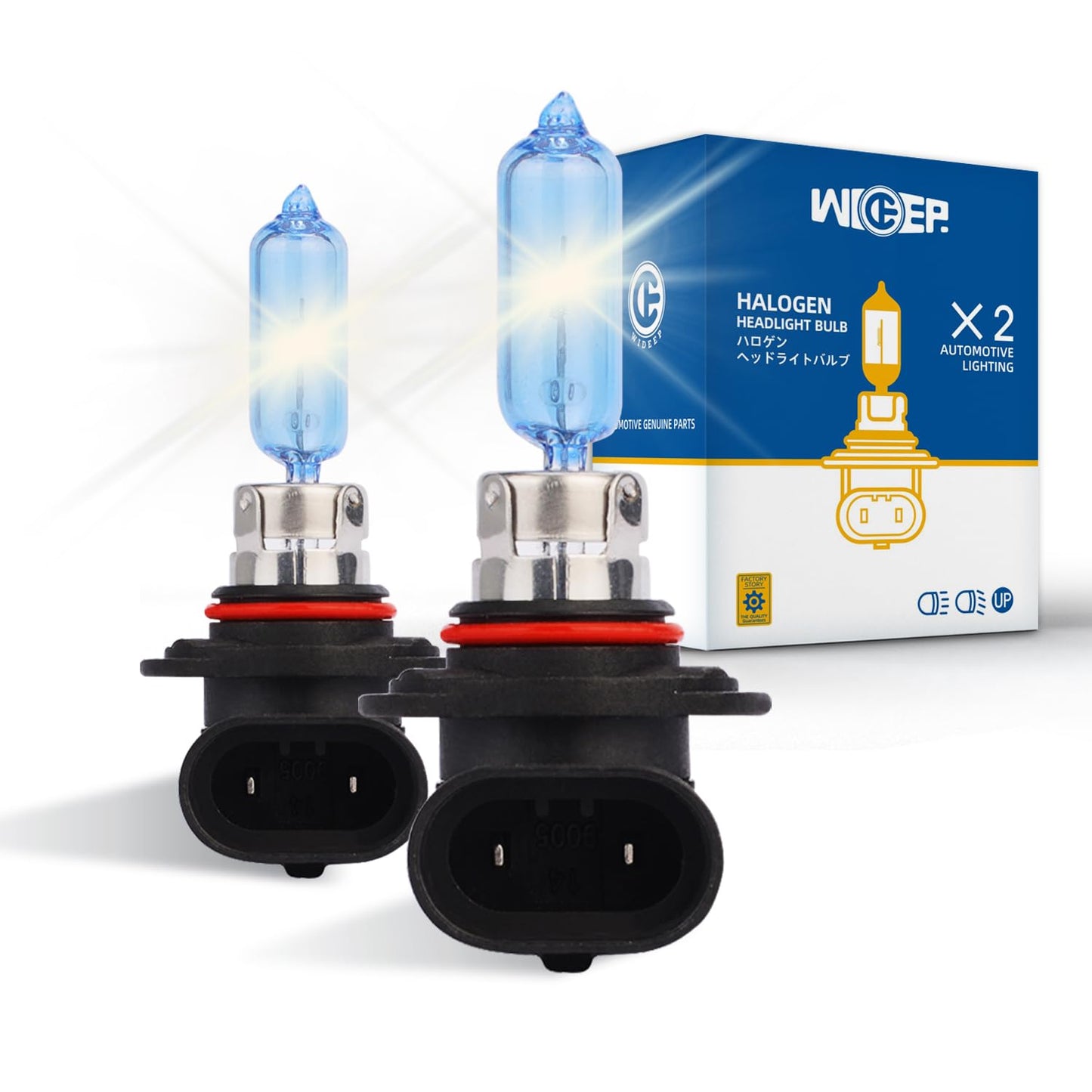 wideep HIR2/9012 Halogen Headlight Bulbs, 12V 55W, 5000K White, Pack of 2
