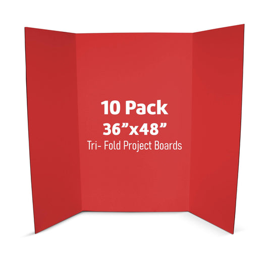 Flipside Products 36” x 48” Project Boards for Presentations, Science Fair, School Projects, Event Displays and Trifold Picture Board, Proudly Made in USA - Red - 10 Pack