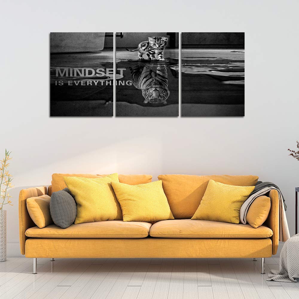 Wall Art Motivational Posters Inspirational Entrepreneur Positive Quotes Canvas Prints 3 Panels Painting Picture Wooden Framed Artwork Living Room Office Wall Decor-36 W x 16" H