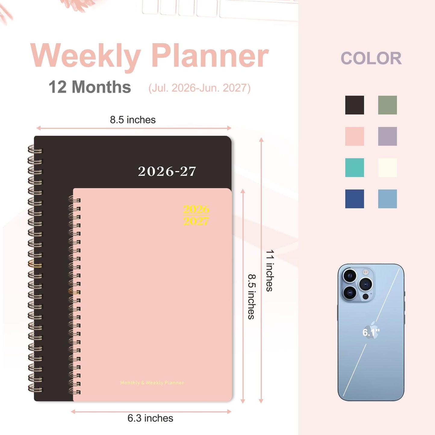 Planner 2026-2027, Weekly and Monthly Academic Planner, July 2026 - June 2027, Hardcover Calendar Agenda Book for School Year Planning, School Supplies for Teacher and Student, A5(6.3'' x 8.5'')