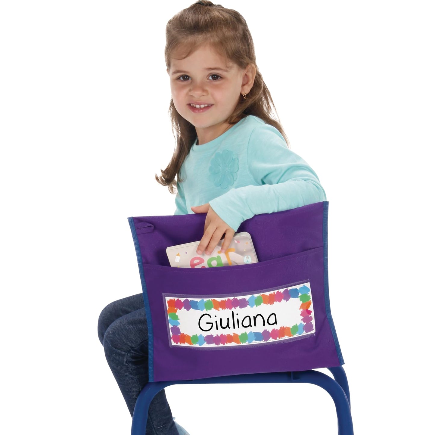 Really Good Stuff Early Childhood Classic Chair Pockets - Set of 6 - Purple/Blue - Classroom Essentials & Must Haves, Seat Sacks for Students, Desk Organizer, Storage Bag