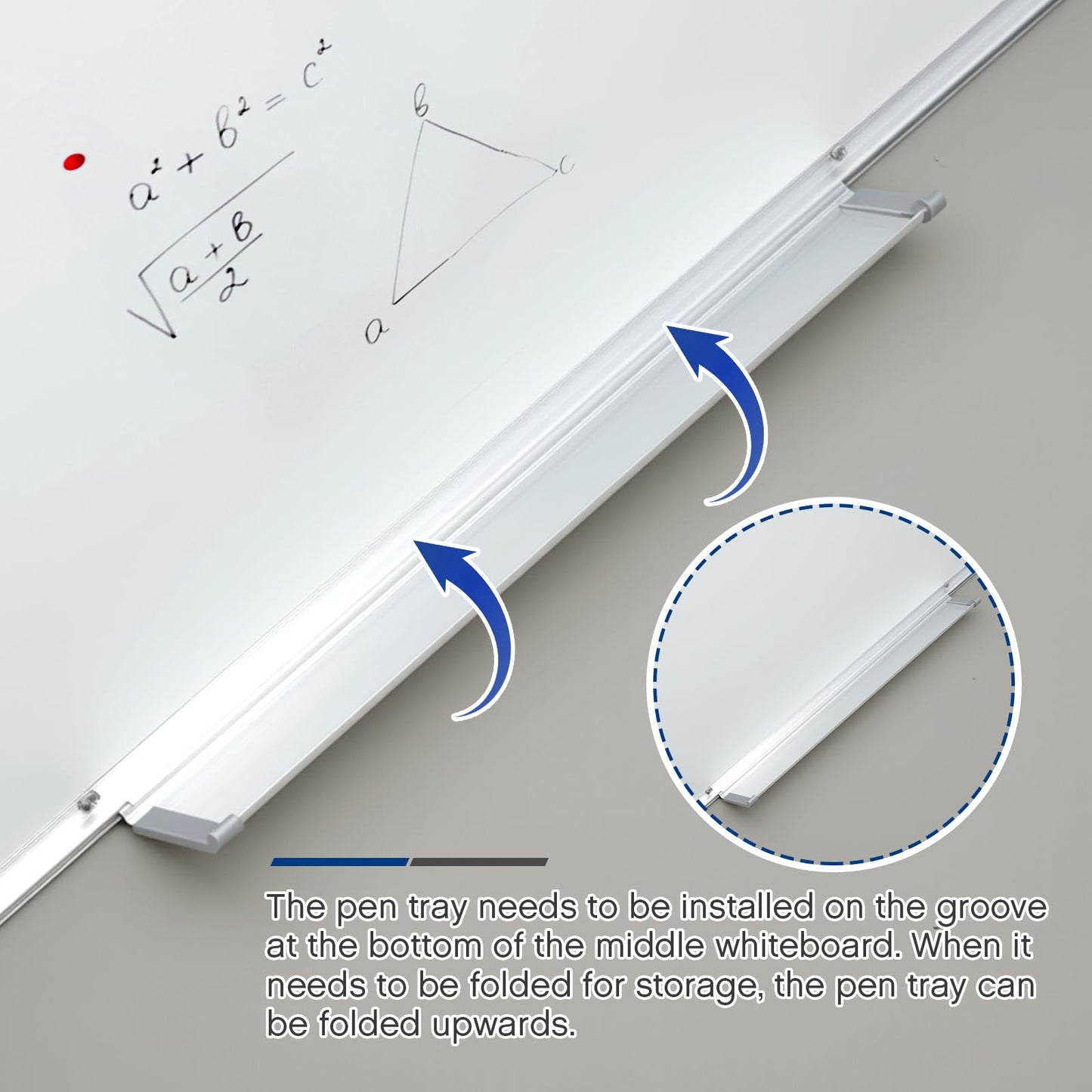 AmazingSpark 60” x 40” Foldable Whiteboard Dry Erase Board Large Tri Folding Whiteboard Magnetic Dry Erase Board, Wall Aluminium Frame and Flip Out Pen Tray for Office, Home