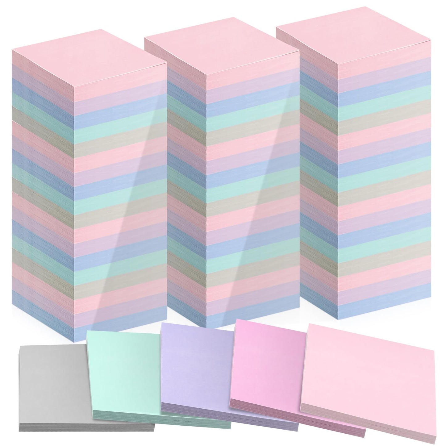 Fainne 120 Pack Sticky Notes Bulk 3 x 3 inch Self Stick Note Pads Multicolor Paper Memo for Office School Supplies Student Teacher Classroom Back to School Essentials, 50 Sheet/Pad(Cute Color)