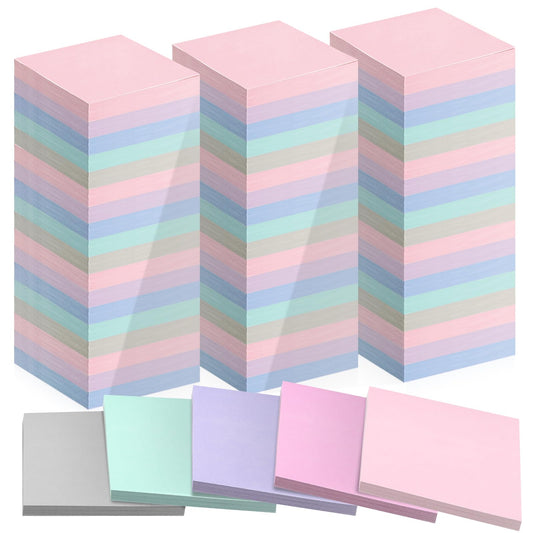 Fainne 120 Pack Sticky Notes Bulk 3 x 3 inch Self Stick Note Pads Multicolor Paper Memo for Office School Supplies Student Teacher Classroom Back to School Essentials, 50 Sheet/Pad(Cute Color)