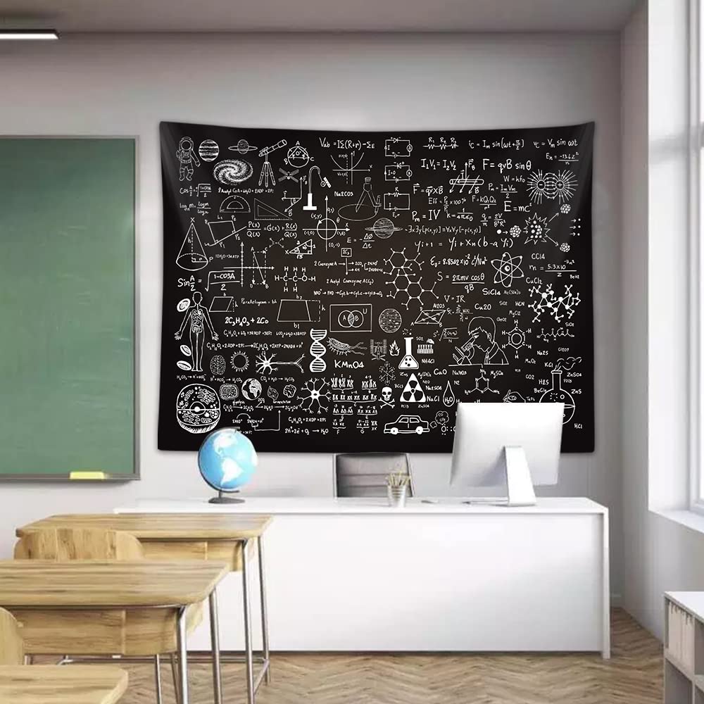 Classroom Tapestry for Science Lab Backdrop Decorations, Math Science Theme Table Cloth Tapestries Wall Hanging for Bedroom College Dorm Living Room School Decor 60X40", Education Poster Blanket