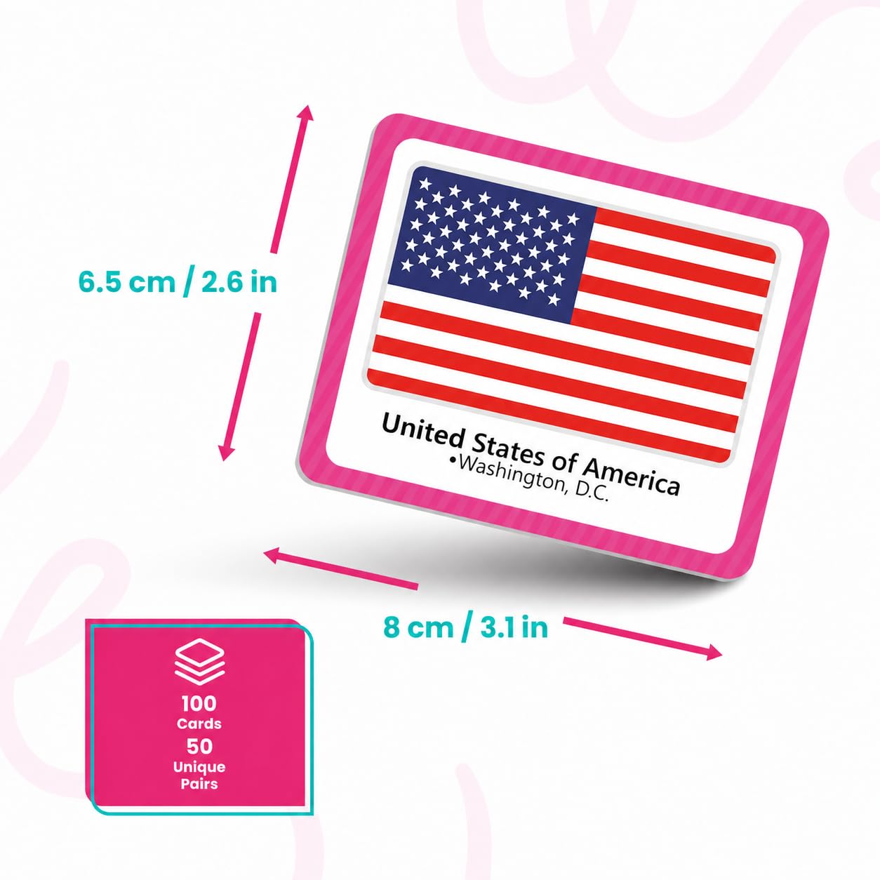 Menique Flags of the World Memory Matching Game – 100 Cards, 50 Countries to Match – Educational & Fun for Kids and Adults – Color-Coded by Continent – Learn Flags, Capitals, and Geography