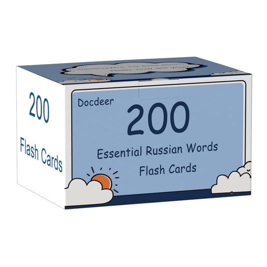 200 Essential Russian Words Vocabulary Flash Cards Flashcard for Beginners Adults | Learn Russian for Beginners Adult