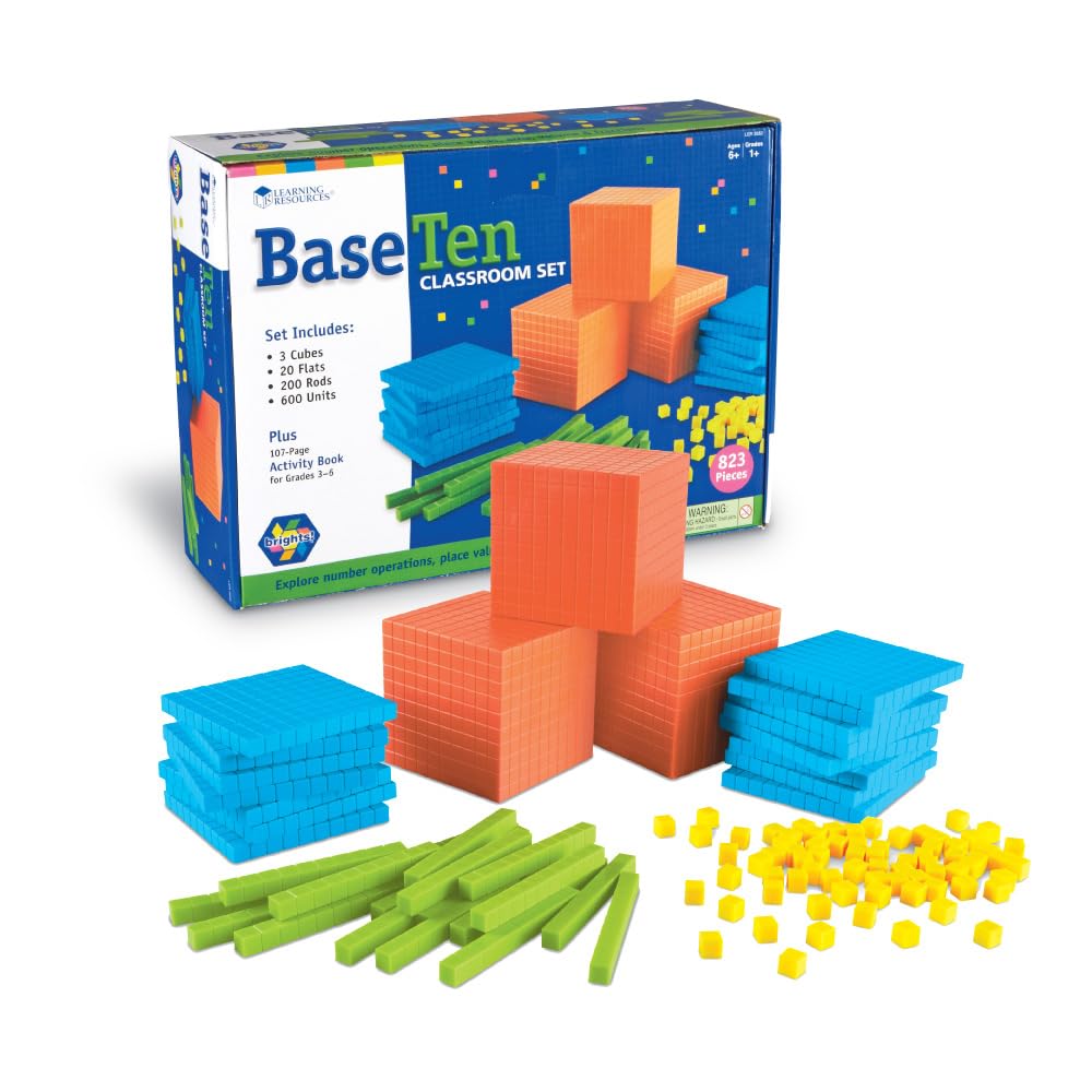 Learning Resources Brights Base Ten Classroom Set, 20-25 Students, 823 Piece Set, Ages 6+