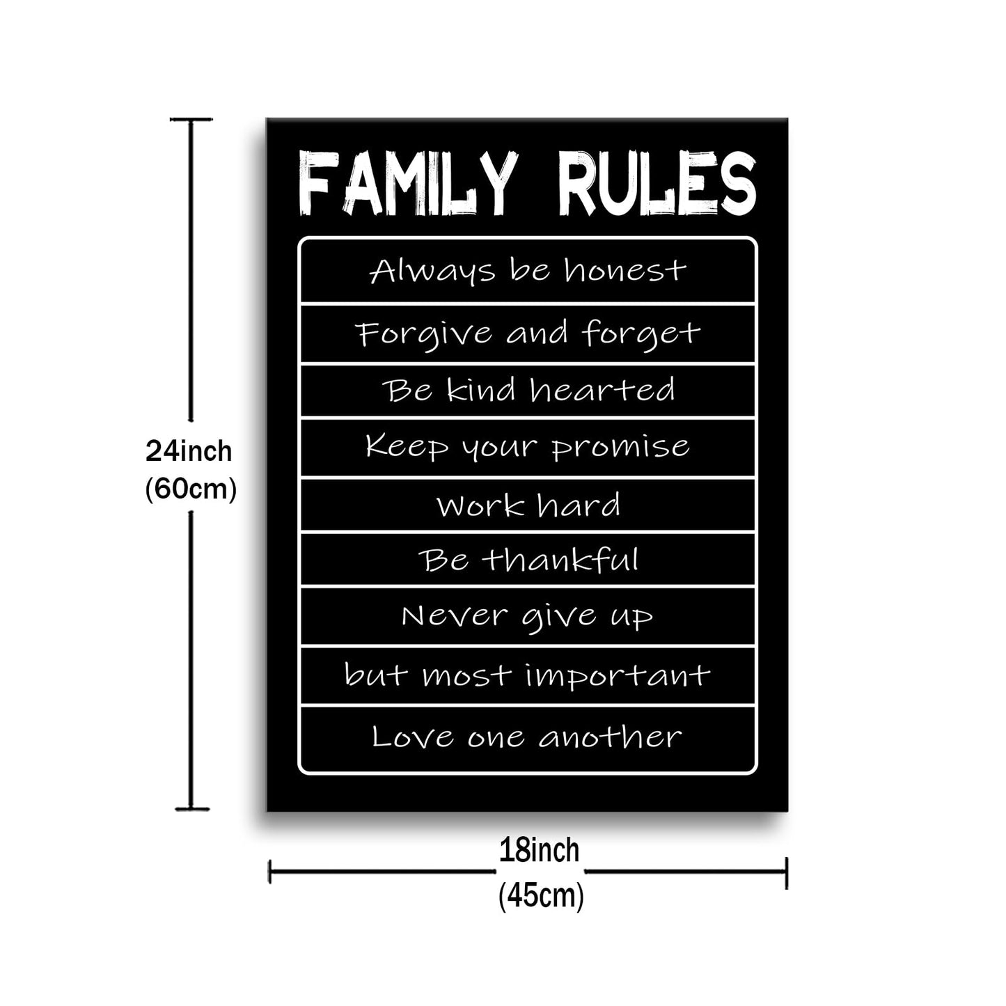 Motivational Canvas Wall Art Family Rules Entrepreneur Quotes Poster Print Inspirational Pictures Painting for Office Class Room School Wall Decoration Stretched and Framed [18''W x 24''H]