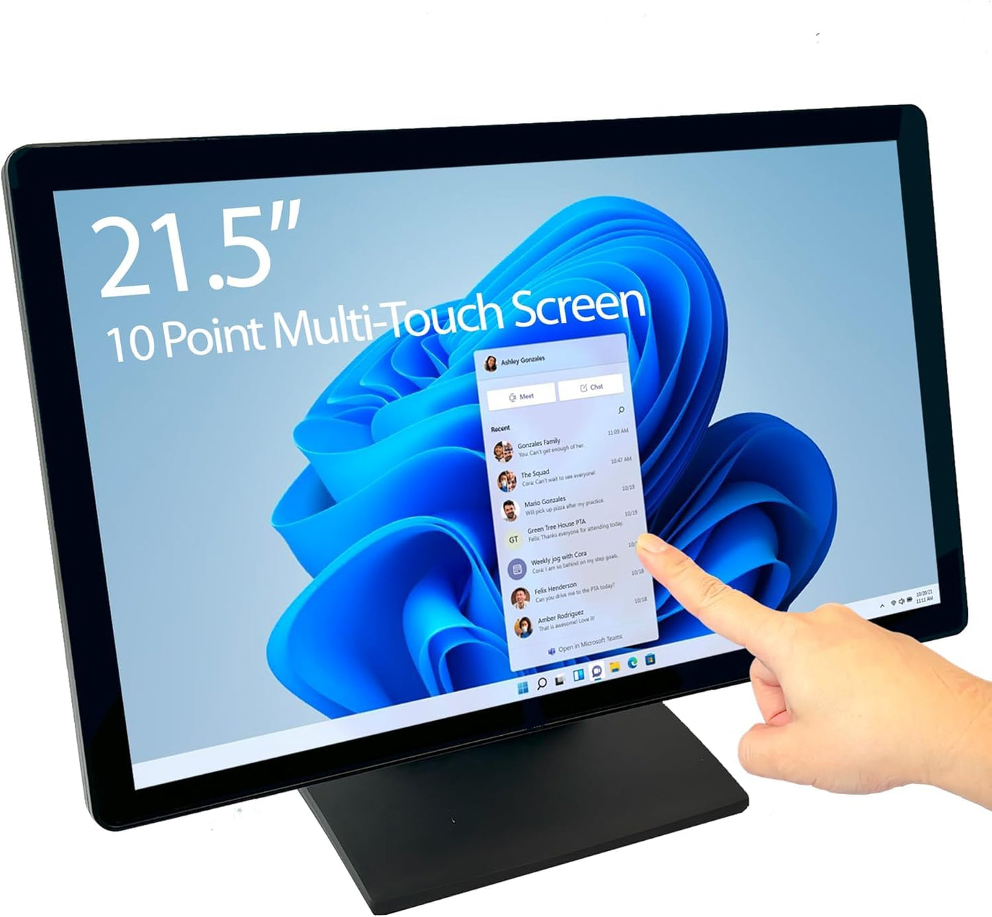 22-inch (21.5” Viewable) Capacitive LED 10 Point Multi-Touch HDMI VGA Monitor with 16:9 Display 1080p, True Flat Seamless Design Touchscreen, Great for Office, POS, Retail, Restaurant