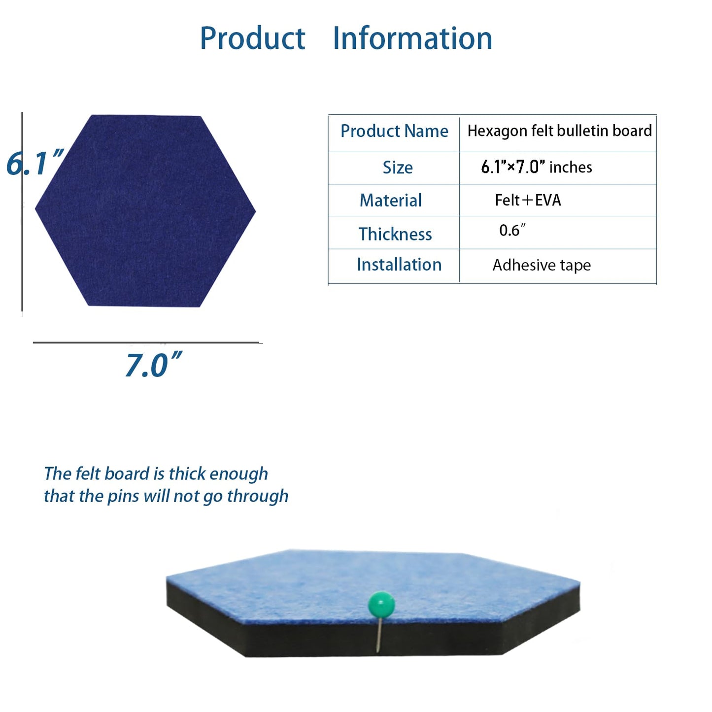 Afumazi 8Pcs Hexagon Felt Cork Board Tiles Self Adhesive Bulletin Board, Pin Board for Wall Decor Memos Photos Display (Set B)
