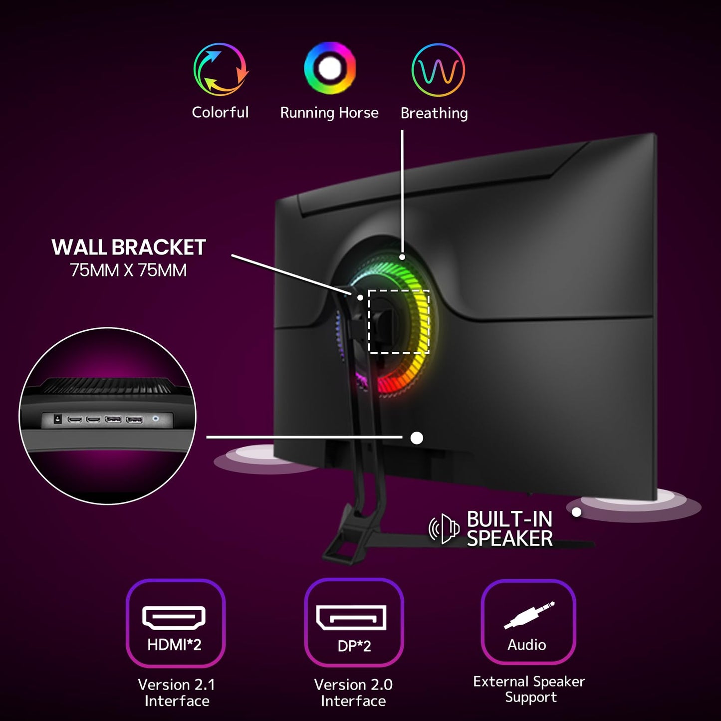CRUA 32'' 4K Curved Gaming Monitor, UHD 3840x2160 240Hz VA Screen, 1500R, FreeSync, 120% sRGB, Built-in Speakers, PIP/PBP, DP 1.4 & HDMI 2.1, Tilt Adjustable/Wall Mountable-Black