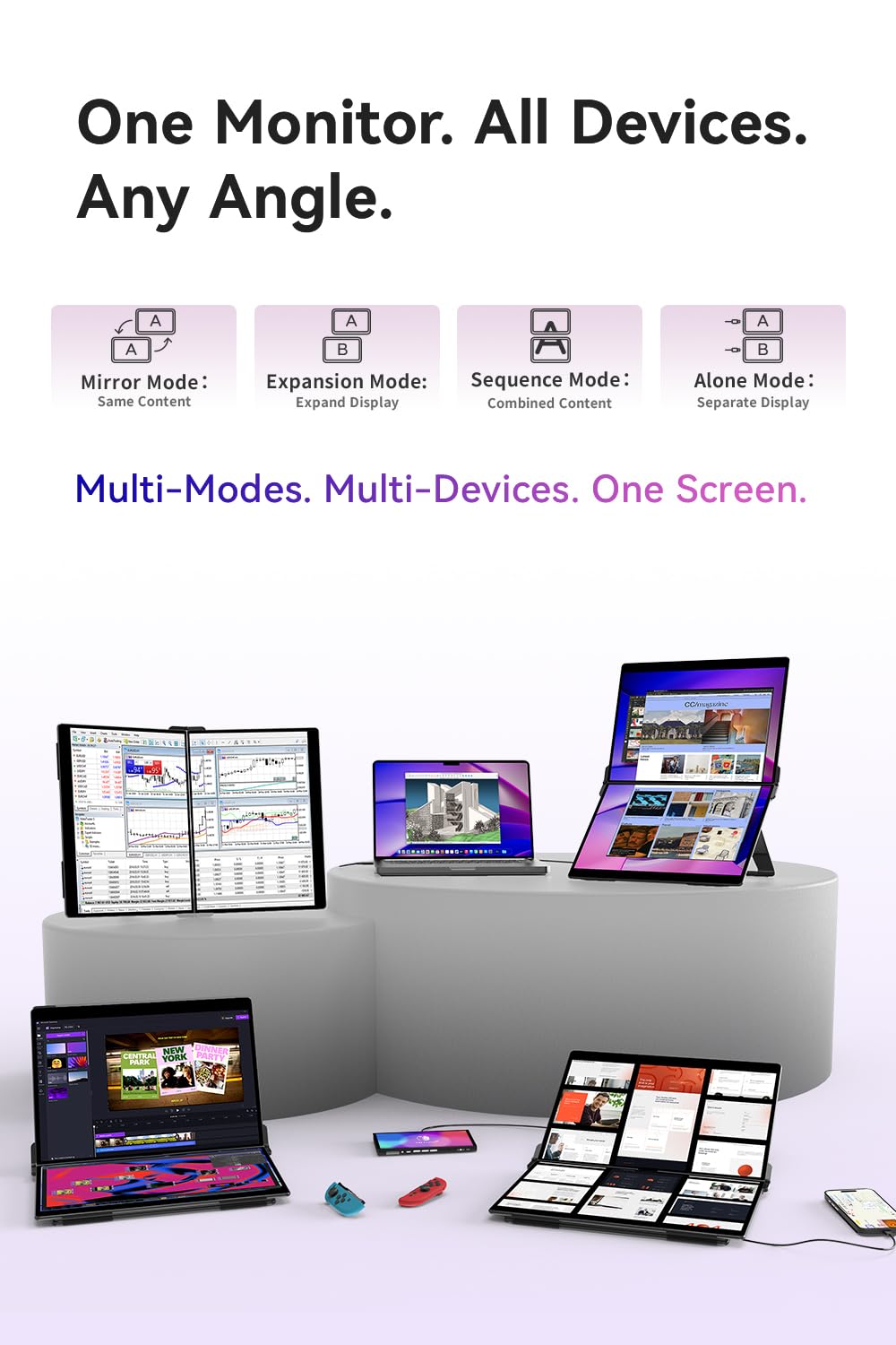 EHOMEWEI X1 Air Foldable Dual Screen Portable Monitor 14.2"×2 2.8K IPS Laptop Screen Extender 90Hz USB-C HDMI for MacBook Windows