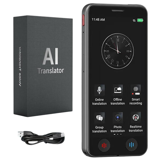 AI Language Translator Device, 5" Screen Support 139 Languages Online & 17 Offline Translation, Instant Voice Text Photo Translation, No WiFi Needed Portable AI Translator for Travel Business Learning