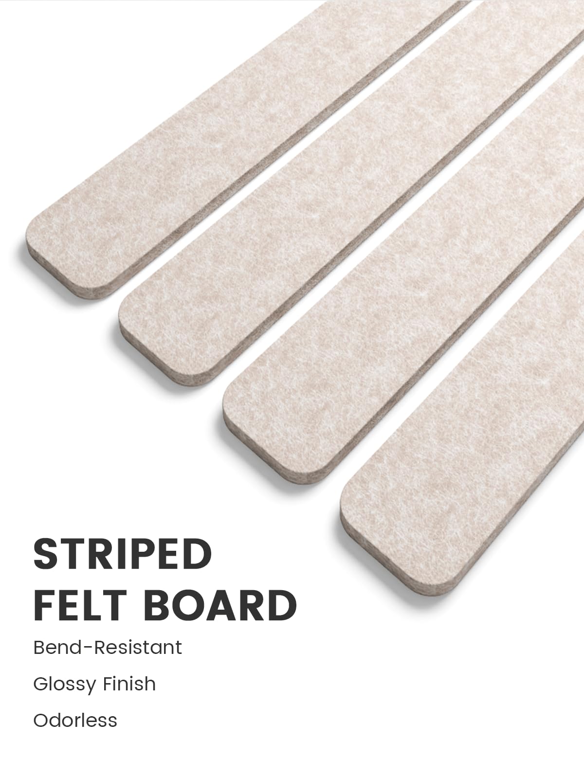 Fluxynara Cork Board Alternative Felt Strip Board 8-Pack 13"x2", Office Pin Board with 50 Push Pins, Adhesive Install for Bedroom Door & Home Office (Oatmeal)