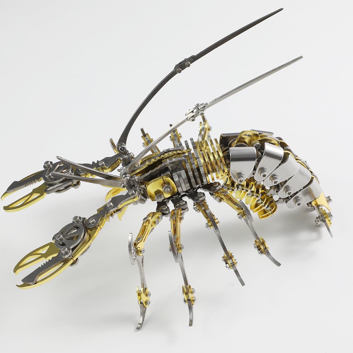 Fccgear 3D Metal Assembly Model Set Mechanical Lobster Model Kit for Adults, 600pcs Brain Teaser STEM Kit for Kids, DIY Hobbies for Men Women - Creative DIY Gift for Adults & Teens (Golden)