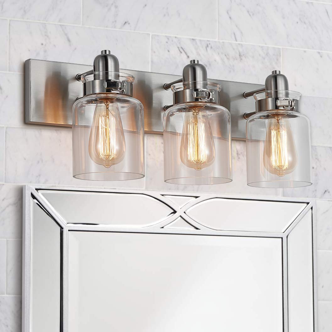 Bestier 3-Light Bathroom Vanity Wall Sconce Brushed Nickel 21.7in Length Model AK-AJ-18088-ca