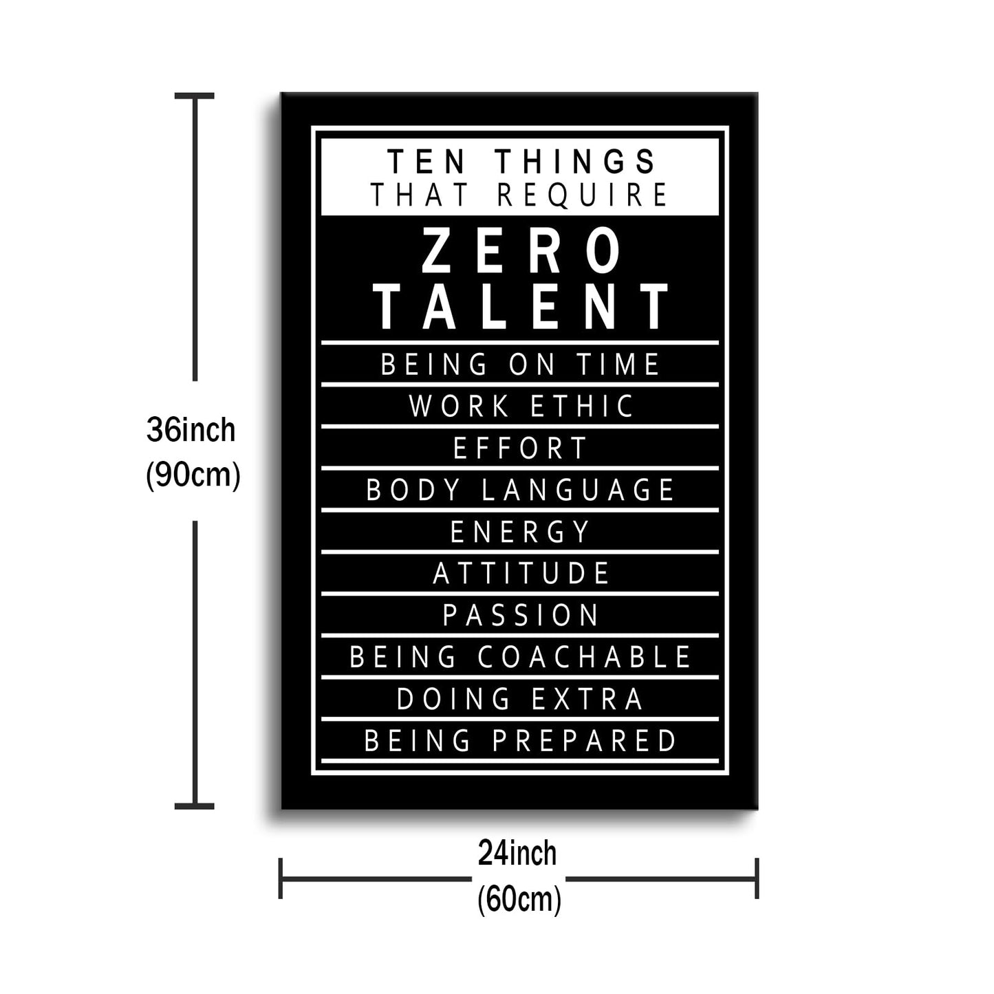 Motivational Canvas Wall Art Inspirational 10 Things that Require Zero Talent Posters Prints Artwork Success Quote Home Office Wall Decor Bedroom Living Room Framed Ready to Hang [24''W x 36''H]