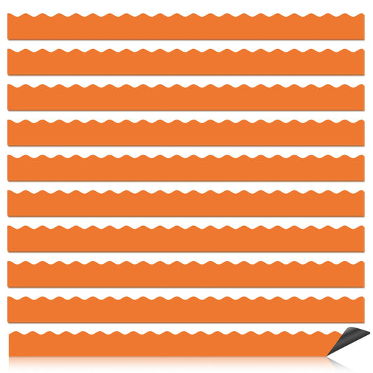 30 Pcs Magnetic Borders for Classroom Whiteboard - Orange Magnetic Bulletin Board Border Set - Scalloped Chalkboard Border Strips for Teachers, Parents, DIY Home,School & Office Decoration