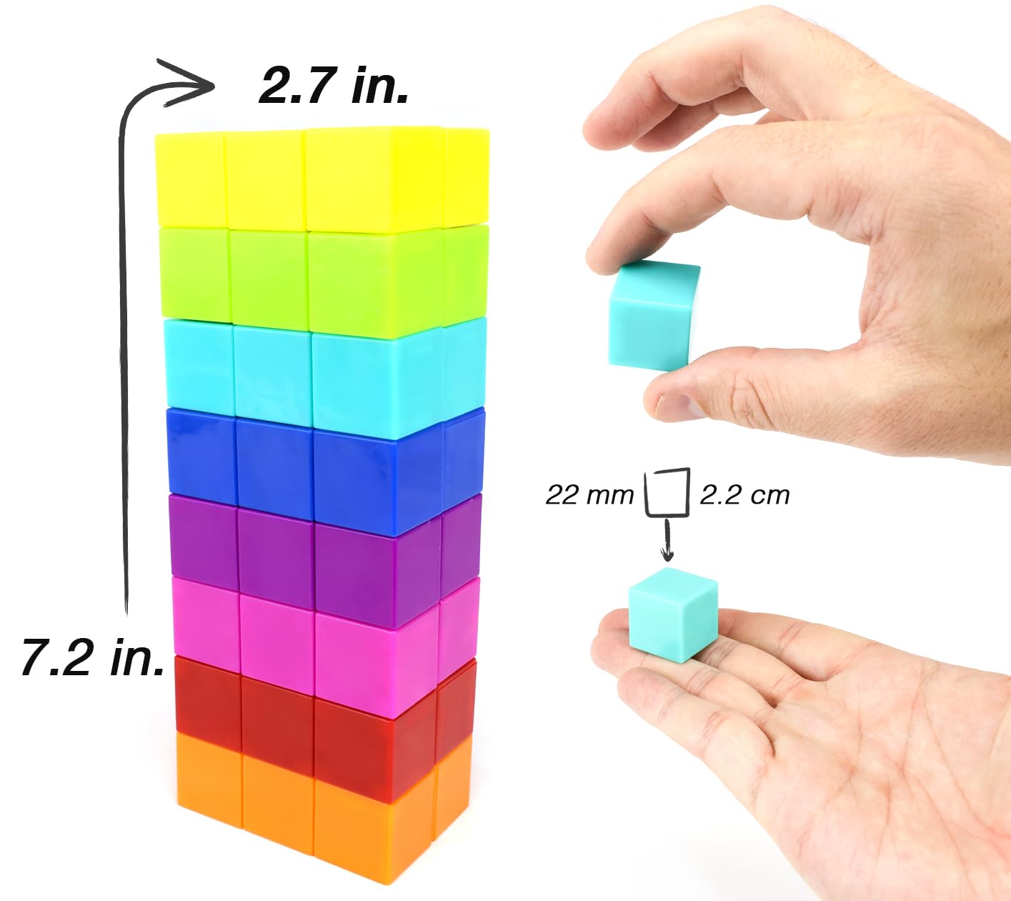 BrainSpark 48PCS Multi-Color DigitBlocks Magnetic Building Cubes STEM Montessori Magnet Blocks for Kids, Educational Building Block Construction Toy Set for Boys & Girls Ages 3-9