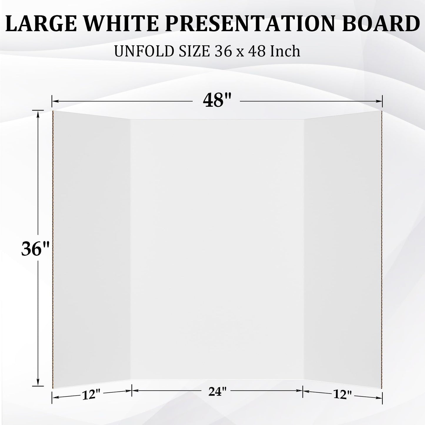 Ndsox 2 Pack 36" x 48" White Trifold Poster Board Large Corrugated Tri Fold Business Presentation Boards Picture Posterboard for Science Fairs, School Projects, Event Displays, Art Exhibitions