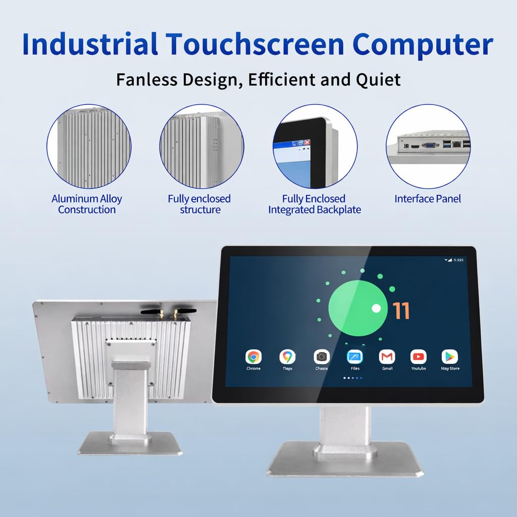 Tokigns 15.6 Inch Android 11 Touchscreen Display, 16:9 1080P FHD Interactive Screen, RK3568 Quad-Core, 4GB RAM 32GB ROM, Built-in Speakers,Smart Board for Office/Automation/Kiosk/Bar/Warehouse