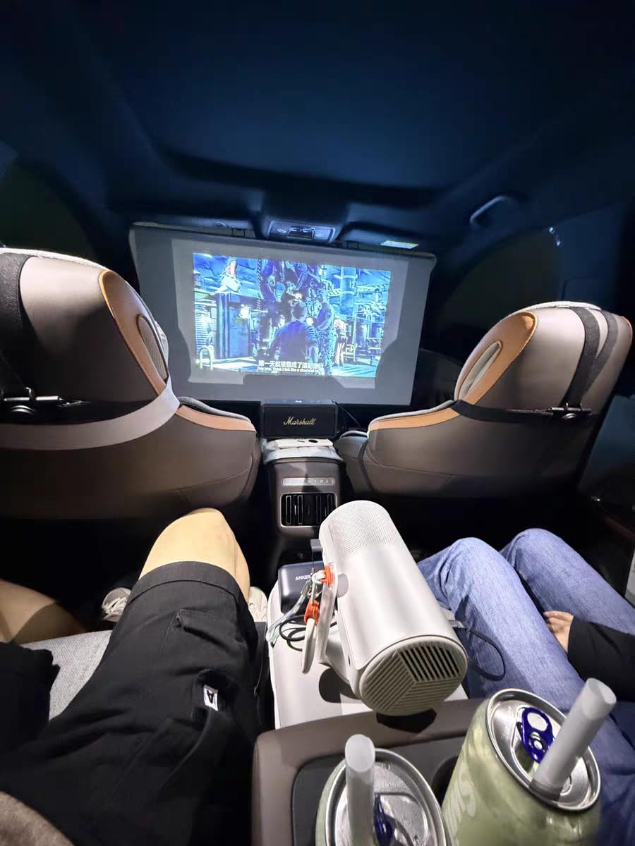 Portable Projector Screen for Car, 40 inch 16:9, Pull Down and Auto Rolling, Foldable and Small, Retractable Projection Screen Mini, 4K HD Screen for Car, SUV, RV and More (One-Click Auto Rolling)