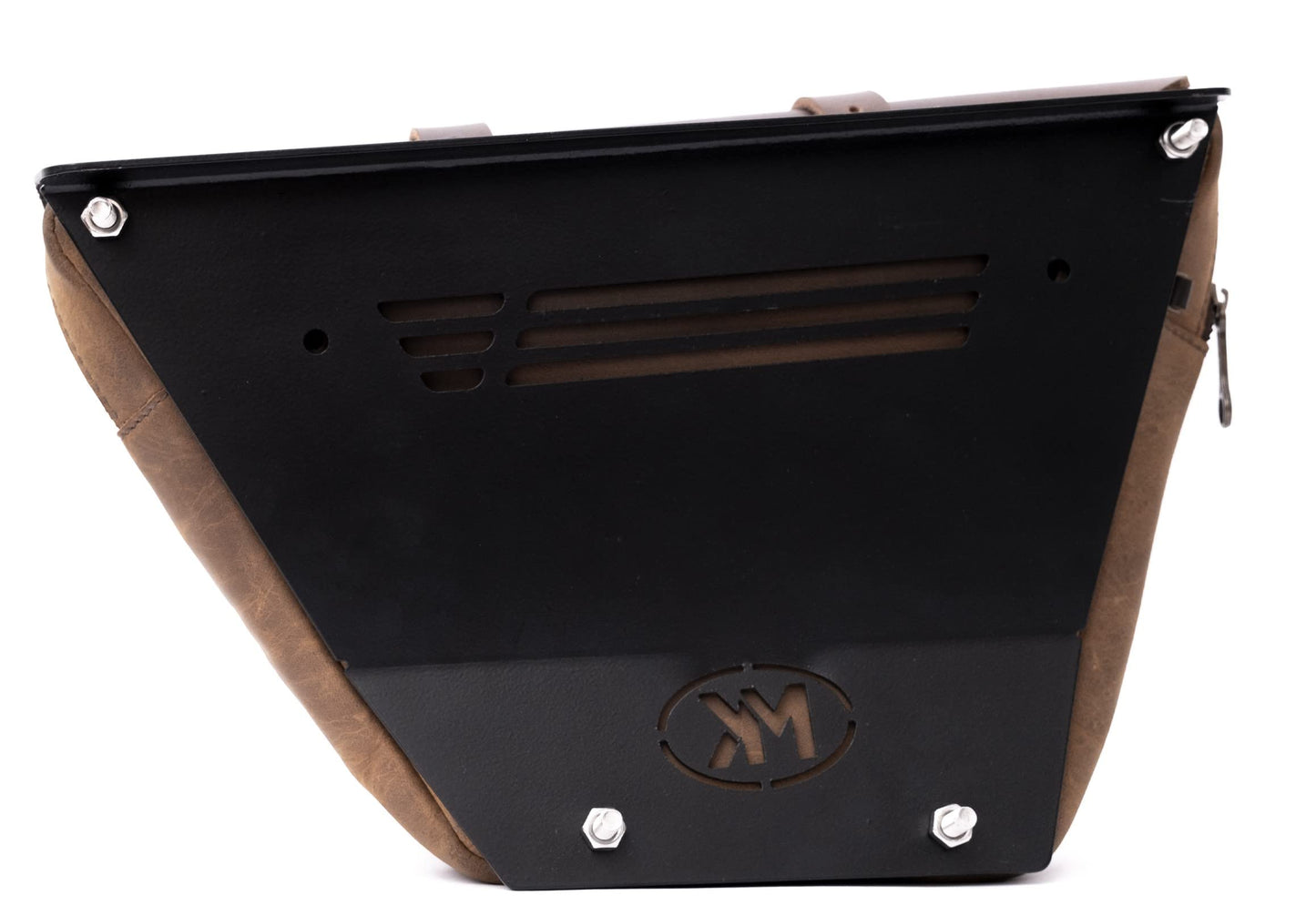 Trip Machine Company Wingman Leather Side Panel Bag for Royal Enfield Interceptor & Continental GT 650 – 3.5L Motorcycle Tool & Storage Bag with Raincover (Brown, Left Side)