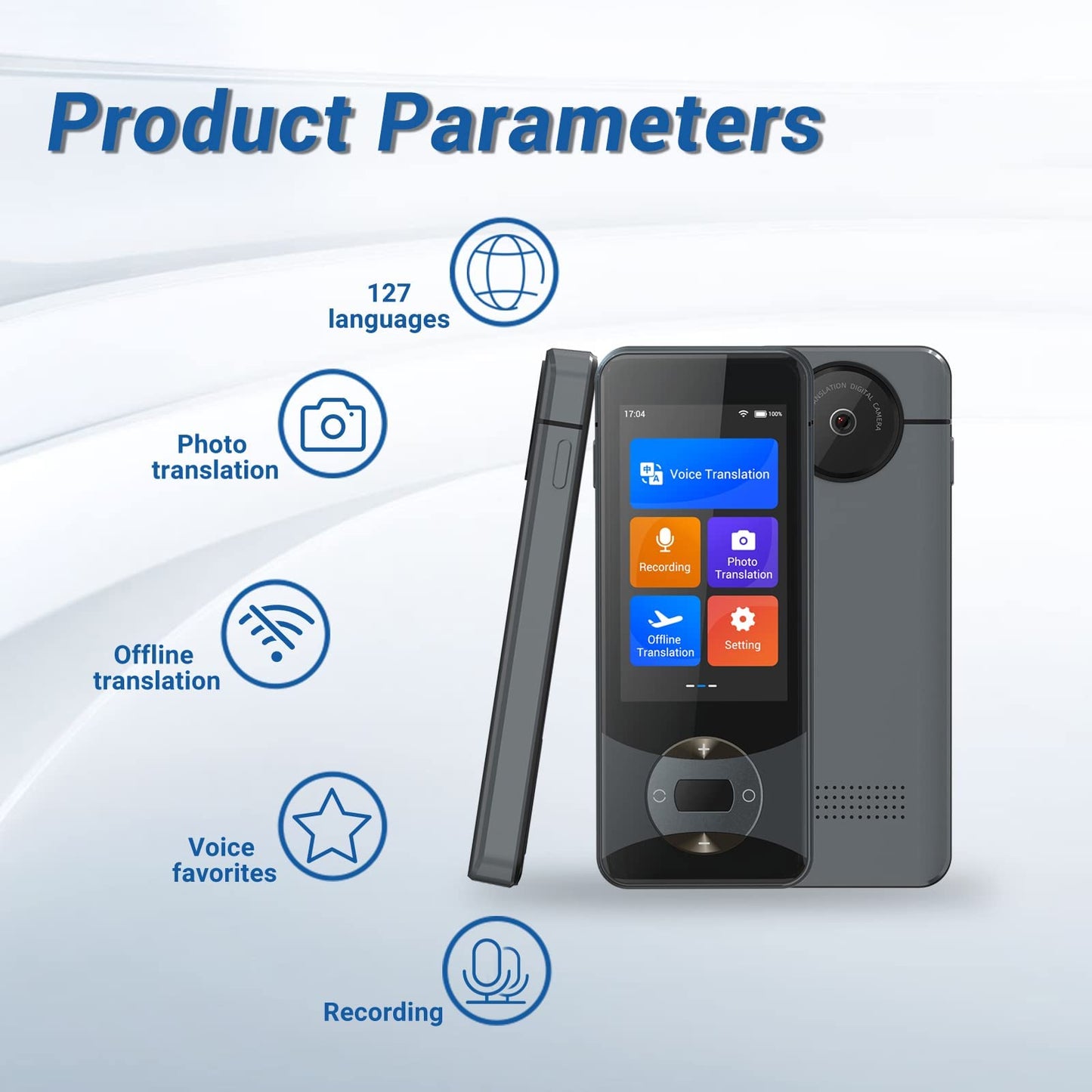 Anfier Language Translator Device 144 Languages AI Voice Translator W10 with 3.0 inch Touchscreen Image Translation Support Instant Two Way Translation for Travel Business