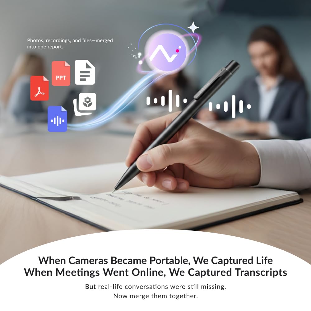 Notique AI Pen | Pocket AI Voice Recorder | Audio Recorder | Discreet Recording Device | AI Summarize & Transcribe for Multi-File & Meeting Timeline | No Monthly Fees