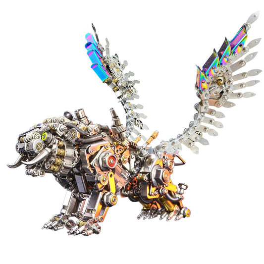 Metalkitor Bengal Tiger 3D Metal Puzzle for Adults, 700PCS, Mechanical Model Assembly Kits - DIY Desk Ornament Steampunk Brain Teaser(Original Body + Colorful Wings)