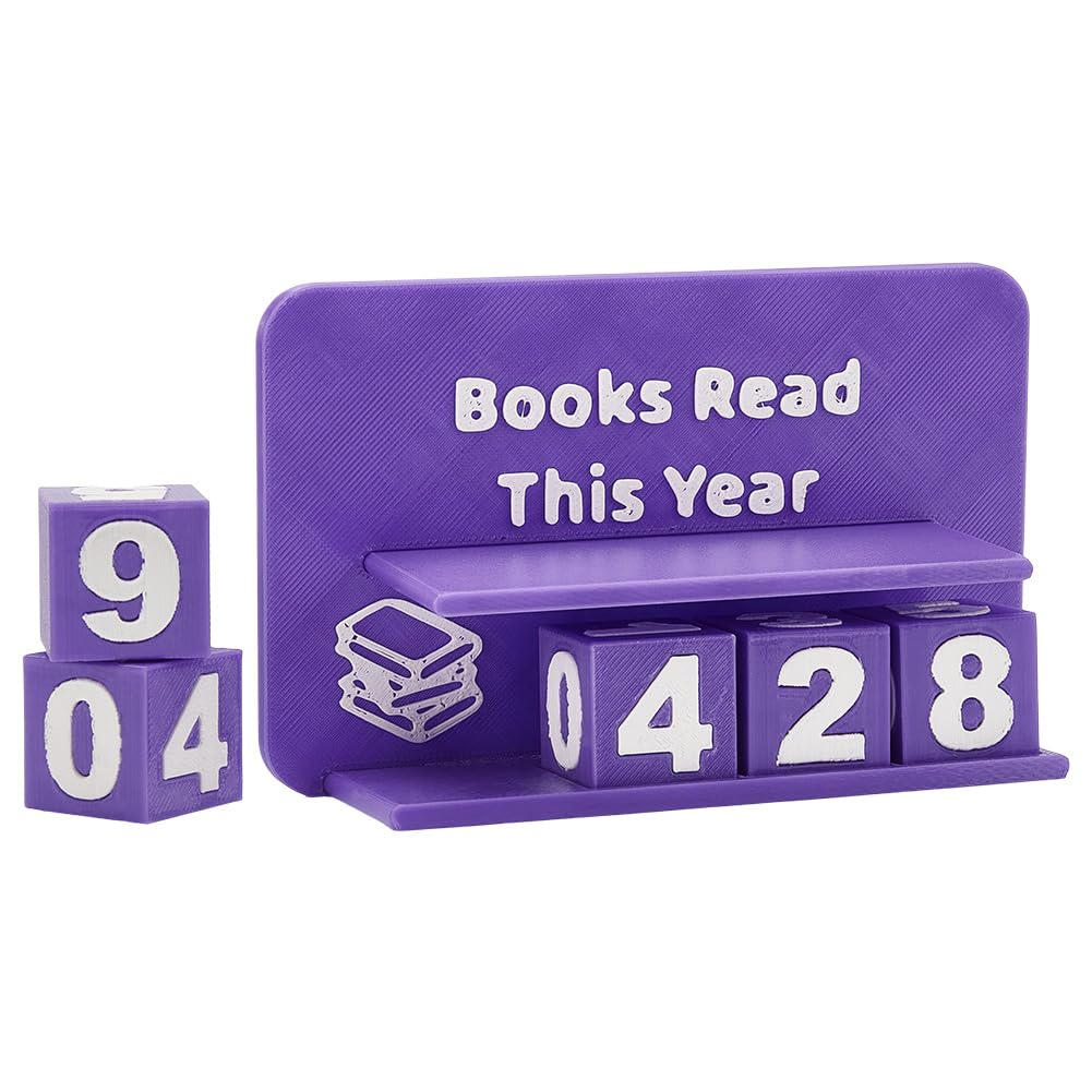 UNICRAFTALE Books Read This Year Counter Plastic 3D Printed Book Tracker for Reading Goal Display Purple Books Counter Sign Bookshelf Decor Reading Challenge Gift for Book Lovers 15.7x5.1x3.1Inch
