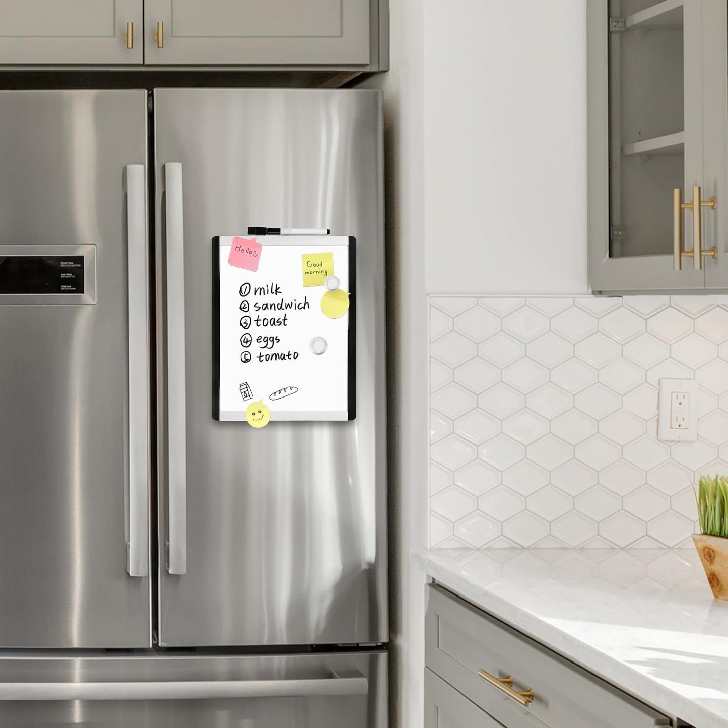 Amazon Basics Small Dry Erase Whiteboard, Magnetic, with Marker and Magnets, Lightweight, 8.5" x 11", Plastic/Aluminum Frame