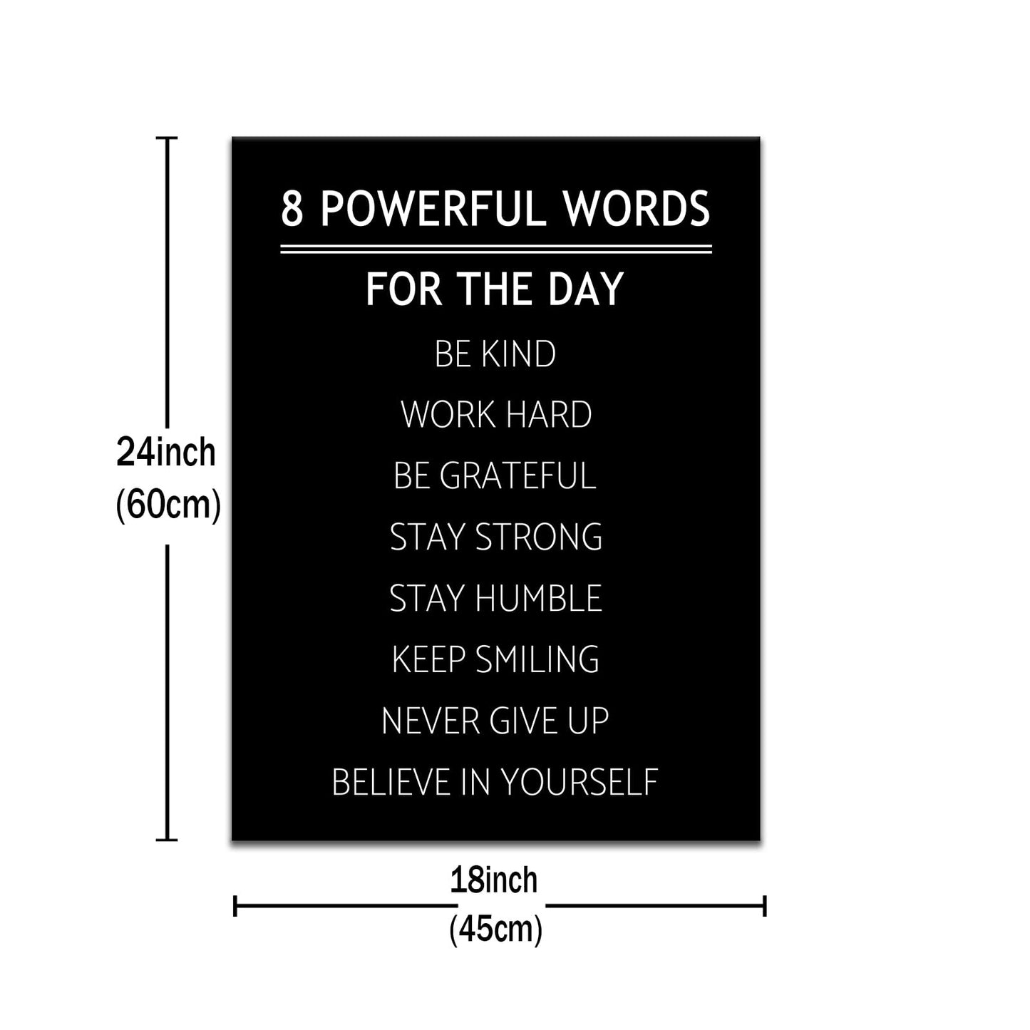 DINGFUN 8 Powerful Words Motivational Wall Decor Inspirational Office Entrepreneur Quotes Discipline Poster Wall Art Print Positive Picture Artwork for Gym Workspace Ready to Hang [18''W x 24''H]