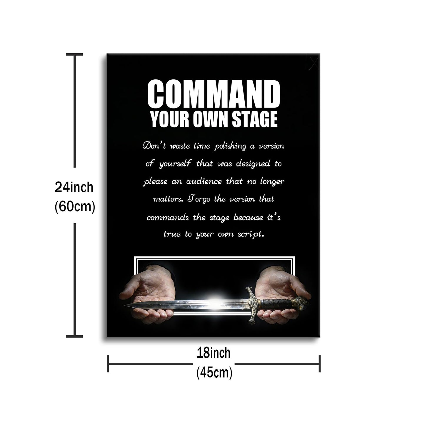 YSPCSUN Inspirational Posters For Home Office Decor Glowing Sword Wall Art Motivational Quotes Canvas Paintings Leadership Signs For Gym Masculine Room Decoration Ready To Hang 24x18 Inch