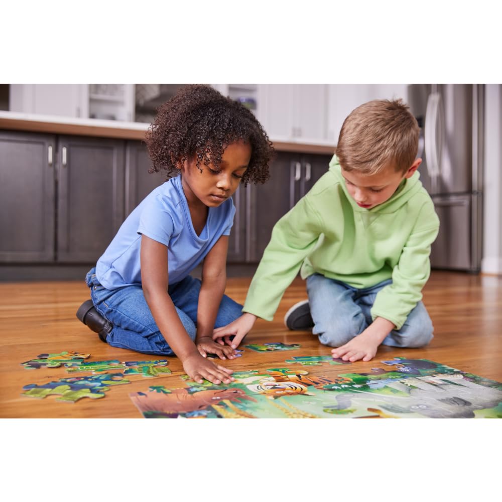 Crocodile Creek Jigsaw Puzzle, 36 Piece for Kids 3 Years and Up, Heavy-Duty Shaped Box for Storage, Finished Puzzle Size 18 x 24 inches, Wild Kingdom