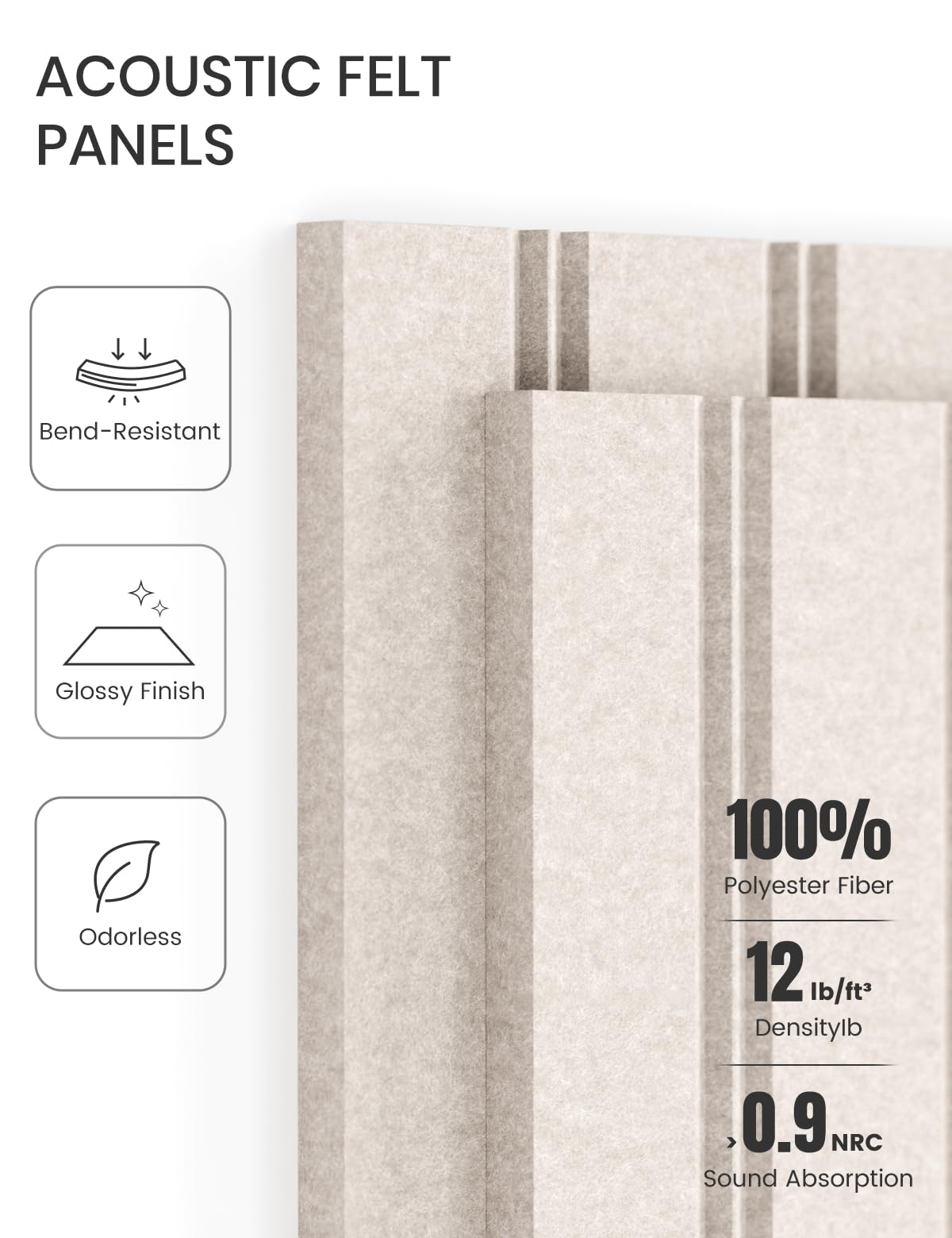 Fluxynara Cork Board Alternative: Large 48" x 36" Felt Bulletin Board Wall Panels with 70 Safe Removable Adhesive Tabs - 12 Pack for Home, Office & Classroom Vision Board - Oatmeal