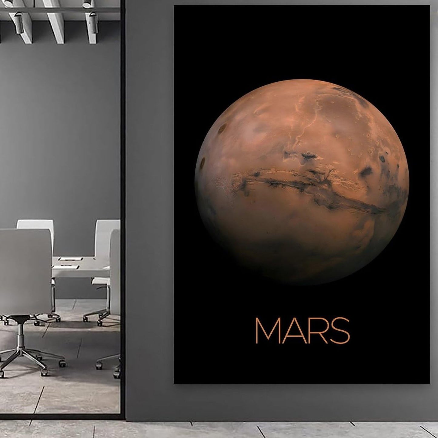 Solar System Planets Canvas Wall Art - Mars Planet Space Poster for Kids Room Bedroom Classroom, STEM Educational Astronomy Decor, Science Gift for Boys Girls, 16x24 Inch Framed