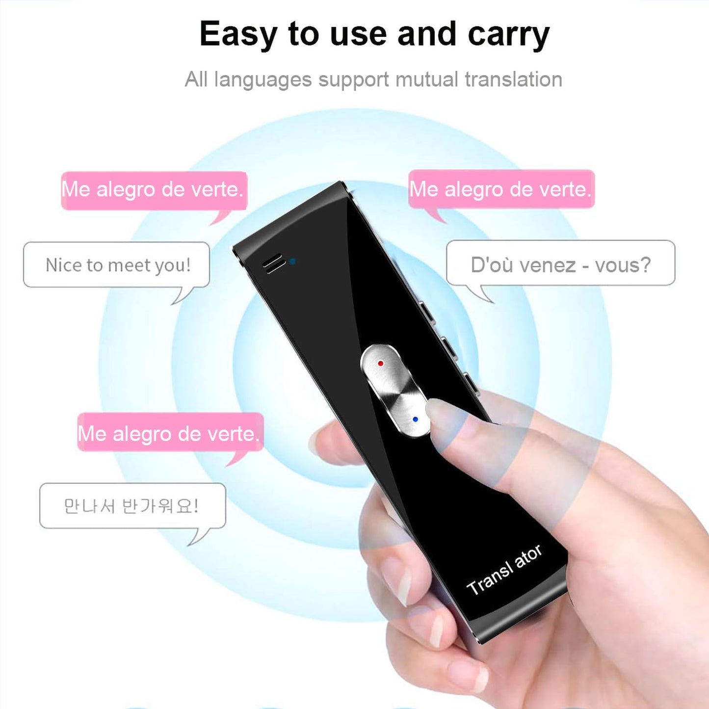 Language Translator Device Portable Two-Way Instant Translator 2025 Mini Pocket Smart Translator Ai Online Voice Photo Text Translation for Learning, Travel and Business(Black)