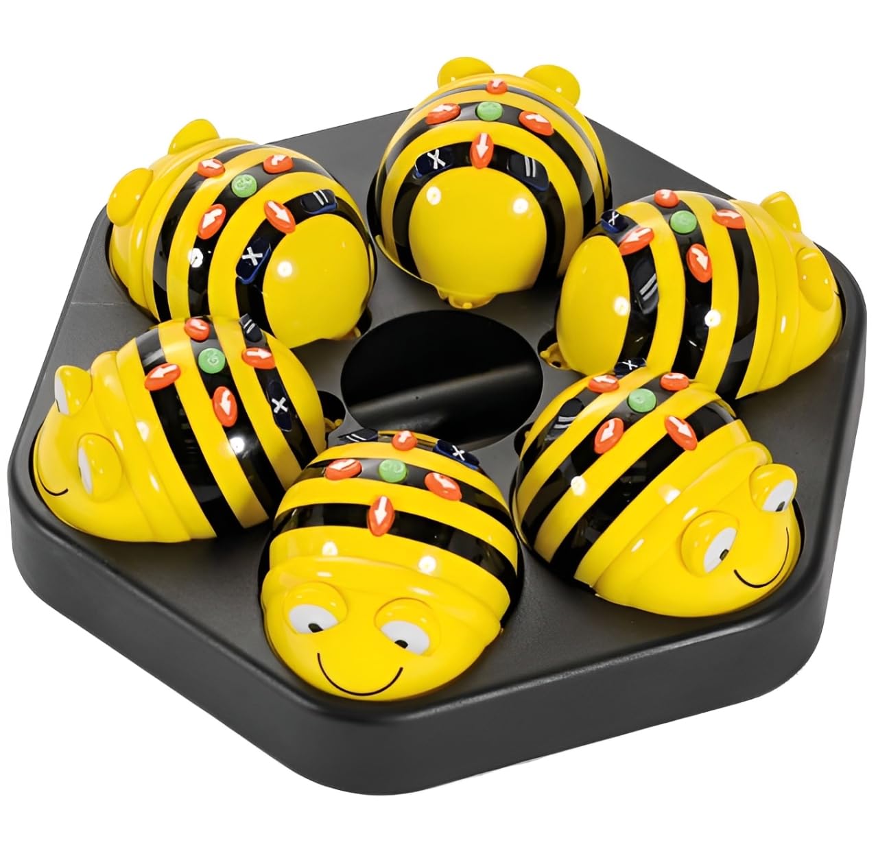 Coding Robot Class Pack - 6 Bee-Bot See & Say Programmable Floor Robots with Voice Recording & 6-Bay Docking Station, STEM Robotics Kit for Kids, Preschool, Kindergarten & Classroom