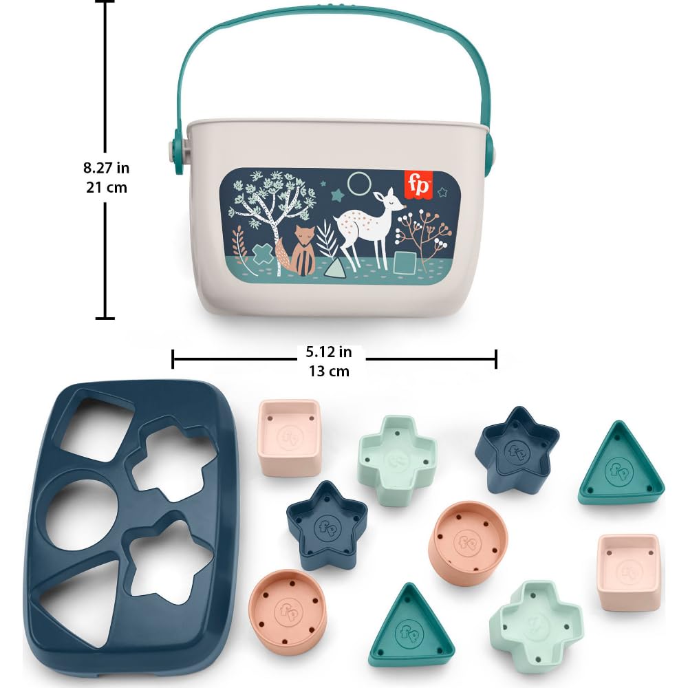 Fisher-Price Baby's First Blocks – Navy Fawn, Set of 10 Blocks for Stacking and Sorting Play for Infants Ages 6 Months and Older (Amazon Exclusive)