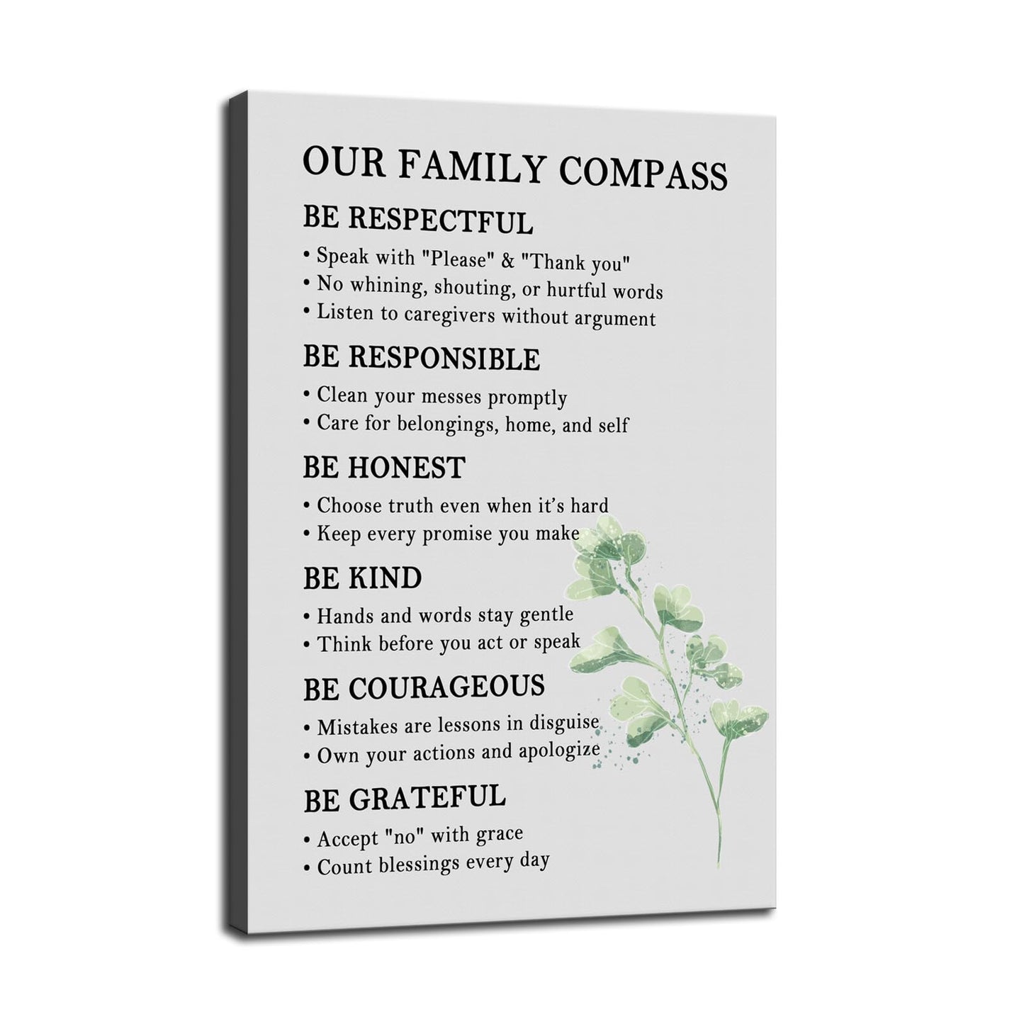 Our Family Compass Quote Canvas Wall Art House Rules Sweet Home Wall Decor for Living Room Decoration Family Sign Poster Picture Artwork Print for Home Bedroom Framed Ready to Hang [12''W x 18''H]