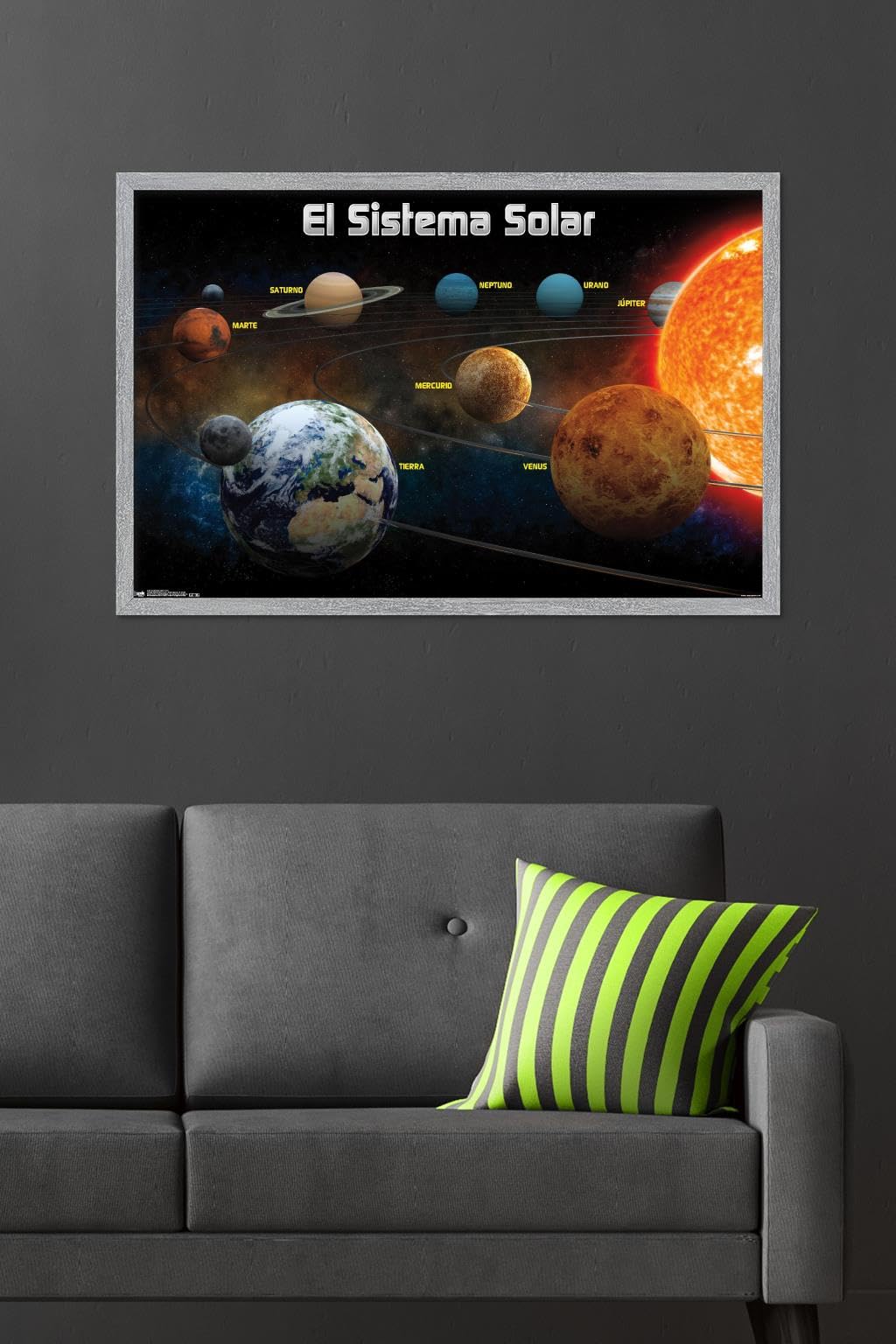 Trends International El Sistema Solar 2013 (Solar System) Wall Poster, 34L x 22.4W, Gray Framed Version