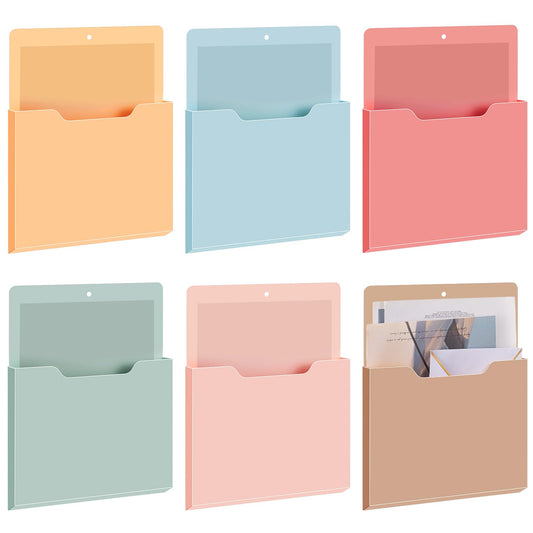 Fuutreo 6 Pcs Magnetic Wall File Organizer Magnetic Wall File Holder Refrigerator Magazine Holder for Mail Letters Paper(Light Vintage,Vertical-large)