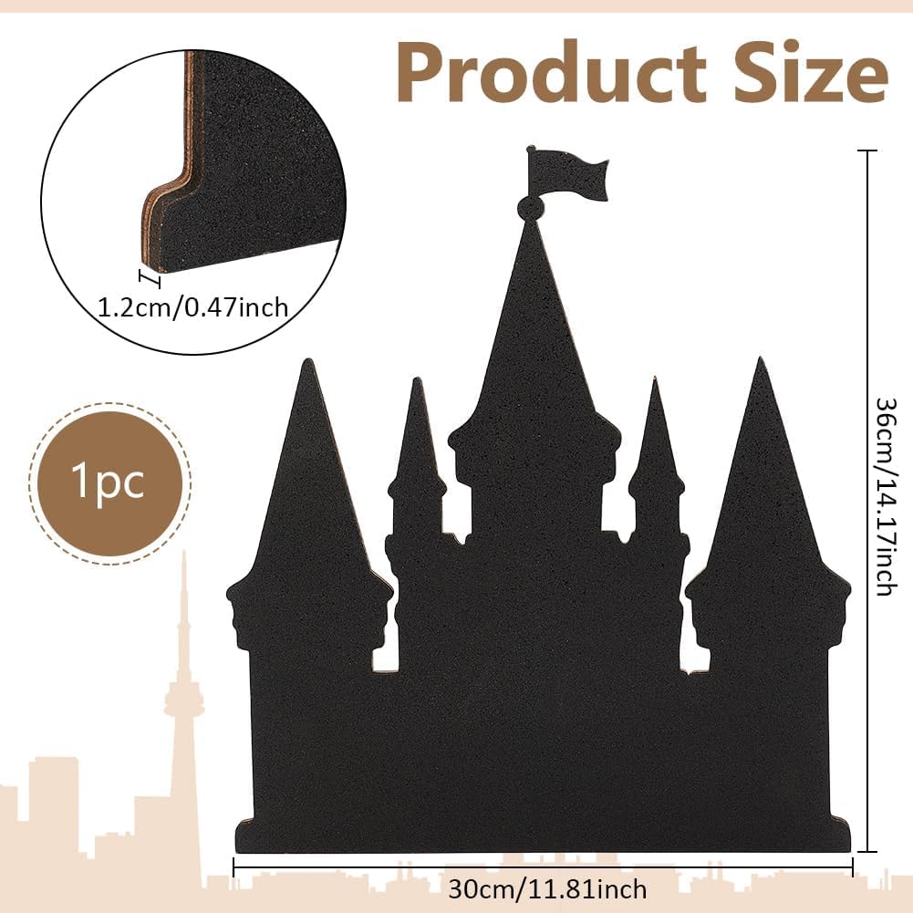 BENECREAT Castle Pin Cork Board, 14.2x11.8Inch Black Bulletin Display Board Wall Mounted Cork Board for Office Home and School Decor, Brooch Pin Collection Display