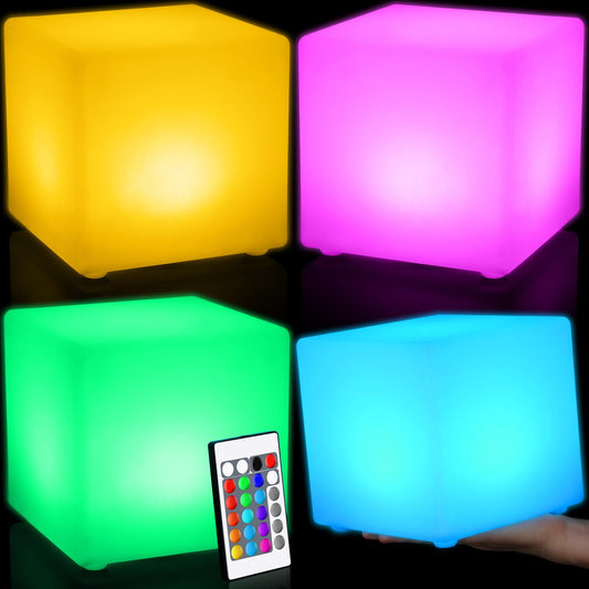 Frienda LED Mood Lamp - 4 Pcs Light Up Cubes, 16 Colors, Waterproof, 6 Inch, White, Model FR-Frienda-1180