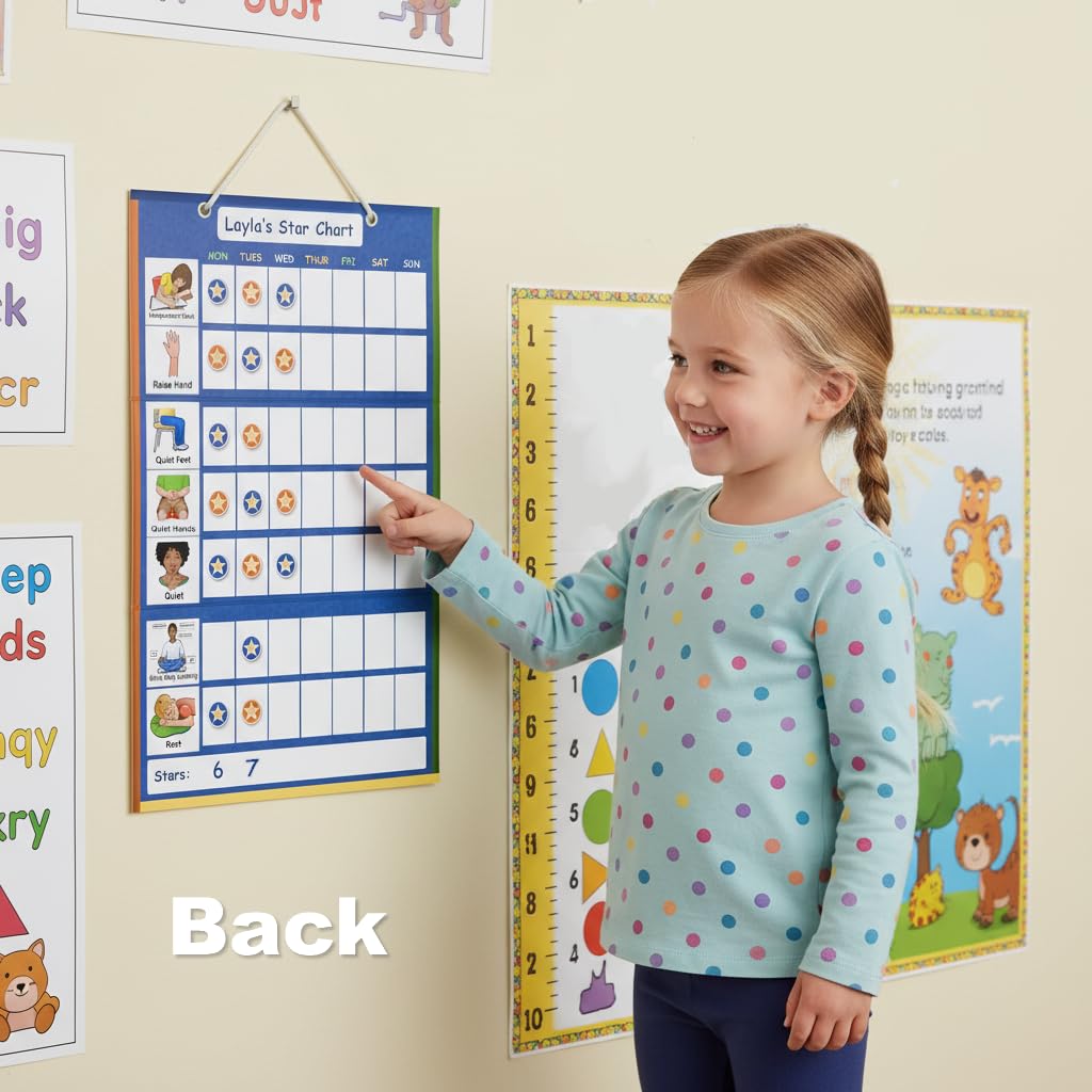 SchKIDules Magnetic Visual Schedule & Progress Chart for School; 2-Sided 18” Folding Board Plus 141 Magnets for Daily Routines, Positive Behavioral Supports, Special Ed, Preschool, ADHD & Autism
